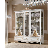 Пятистворчатая витрина в гостиную Стелла (белый золото) Пятистворчатая витрина в гостиную Стелла (белый золото)